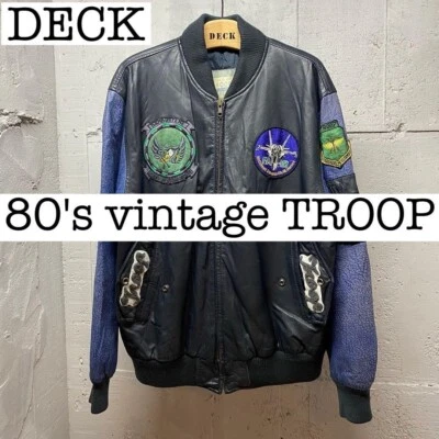 TROOP 80 年代复古校队夹克嘻哈老学校美国 M 韩国制造黑色正品 — 第 1/4 张图片