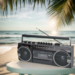 Retro Cassette Radio Player MP3 & Recorder AM/FM/SW Boombox Bluetooth Connection - Picture 1 of 9