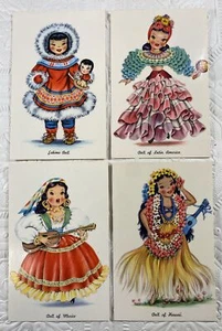 Postkarte Puppe vieler Länder Hawaii Mexiko Lateinamerika Eskimo doppelseitig Menge 4 - Bild 1 von 24