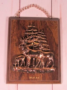 Maine Hirsch Hirsch Souvenir Wandbehang Kupfer Kunststoff Holz Plakette Tannenbaum Kanada - Bild 1 von 5
