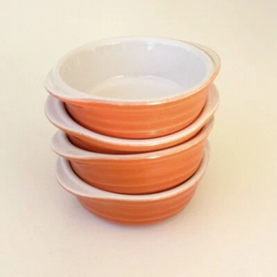 Lot 4 ramequins oreilles cassolettes-Emile Henry-orange Poterie culinaire 58-61 - Photo 1/4