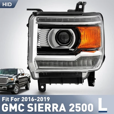 HID Headlight For 2016-2019 GMC Sierra 2500HD w/ LED DRL Projector Driver Side - Image 1 of 4