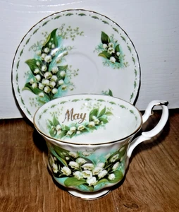 Royal Albert Flower Of The Month Cup And Saucer ~ May Lily Of Valley ~ Excellent - Picture 1 of 8