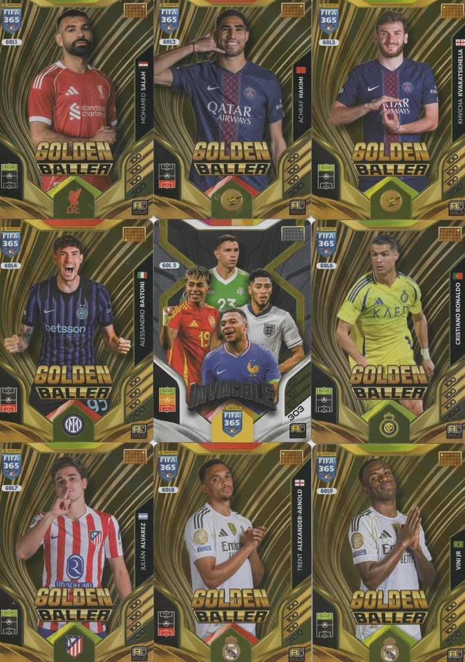 Panini Fifa 365 Adrenalyn XL 2026 Golden Baller Nr. 1-9 Yamal/Ronaldo/Mbappe etc - Bild 1 von 1