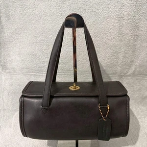 Bolso de mano Old Coach Vanity Bag Turn Lock cuero negro vintage usado 92512 - Imagen 1 de 8
