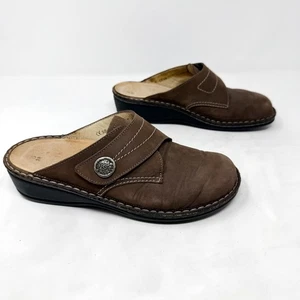 Finn Comfort Size 38 US 7.5 8 Brown Santa Fe Suede Leather Footbed Clogs Mules - Picture 1 of 10