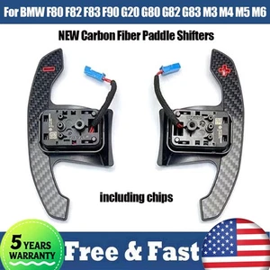 Carbon Fiber Paddle Shifters For BMW F80 F82 F83 F90 G20 G80 G82 Including Chips - Picture 1 of 6