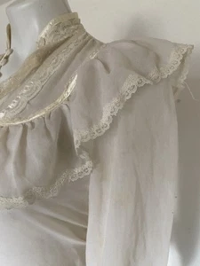 Vintage Gunne Sax Style Cream Petite Blouse Button Shirt Victorian Prairie - Picture 1 of 6