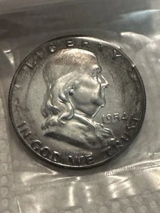 Conjunto de prueba de plata 1954 como nuevo en Estados Unidos 5 monedas bolsas tonificadas con grapa OGP hermoso *color* - Imagen 1 de 12