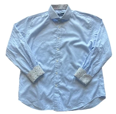 Camisa Bugatchi Uomo Abotonada Para Hombre Talla Mediana M Azul Floral Dama Acentos de Insectos Foto 1 de 4