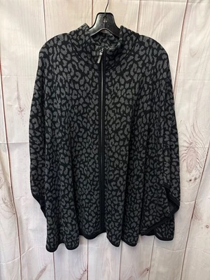 Chaqueta para mujer Rafaella talla 2X negra y gris con estampado animal Foto 1 de 3