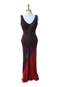 Sexy Sue Wong Nocturne Long Beaded Black with Red Sexy Evening Gown dress 2 - Picture 1 of 5