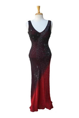 Sexy Sue Wong Nocturne Long Beaded Black with Red Sexy Evening Gown dress  2 - Image 1 of 4