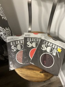 Lot 3 New Vintage Electric Sok Pattern Red Shades Tights Sheer Pantyhose Size B - Picture 1 of 6