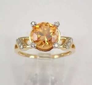 Anillo de compromiso solitario citrino amarillo corte redondo de 2,10 quilates acabado oro amarillo de 14 quilates - Imagen 1 de 1