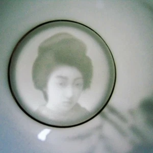 Japanese Moriage Lithopane Geisha Girl TEA CUP & SAUCER SET Mt Fuji 24k Gold VTG - Picture 1 of 8