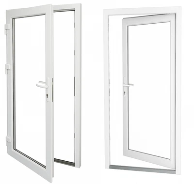 JeCo Nebeneingangstür Kunststoff Nebentür außenöffnend weiß Klarglas Ganzglas - Bild 1 von 4