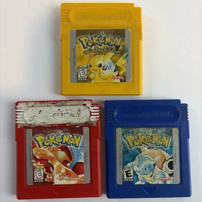 Gameboy Pokemon Red Yellow Blue Authentic With New Battery Tested Working Saves - Image 1 of 4