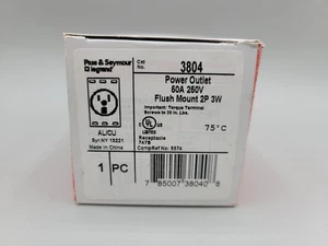 Pass & Seymour Legrand 3804 Power Outlet 50A 250V 2P 3W Flush Mount Receptacle - Picture 1 of 3