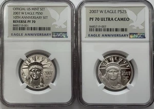 2007 W $50 American Platinum Eagle 10th Anniversary Set NGC PF70 w/ Box & COA - Picture 1 of 3