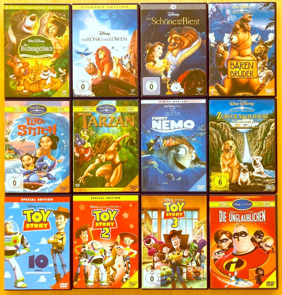 Walt Disney Pixar DVD Sammlung - Dschungelbuch, König der Löwen, Findet Nemo NEU - Bild 1 von 1