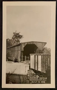 Cartolina fotografica reale RPPC Woonsocket RI ponte coperto costruito nel 1898 - Foto 1 di 2