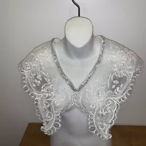 Angela and Alison lace collar shawl beaded add to wedding dress Ivory Sz 8 NWOT - Picture 1 of 9