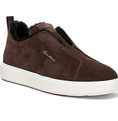 Zapatos Deportivos Santoni Para Hombre Gyan Genuinos Piel de Oveja Dormir Marrón Talla US 12 Foto 1 de 4