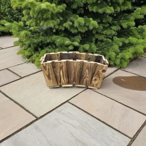 Handmade Round/Arch Timber Planter With Rustic Burnt Effect - Picture 1 of 3