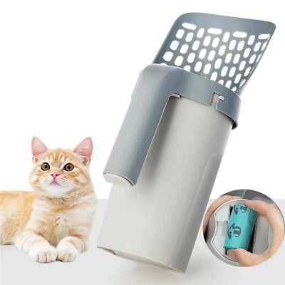 Cat Litter Scoop Detachable Deep Shovel Holder with Poop Sifting , 120 Bin Bags