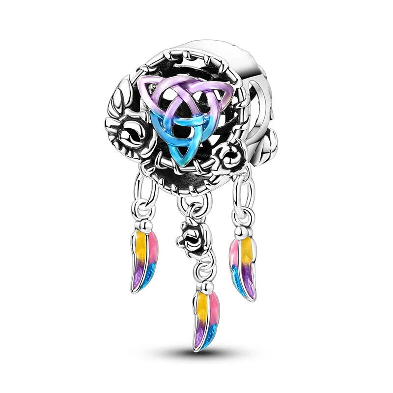 Pulsera MULA Europea Pluma Tacto Sueño Hágalo Usted Mismo Ajuste Mujer Plateado 925 Foto 1 de 4