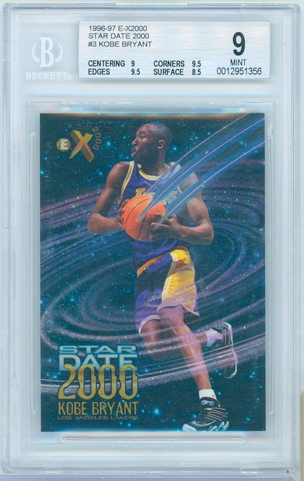 Kobe Bryant 1996 SkyBox E-X2000 #3 Star Date 2000 Price Guide 