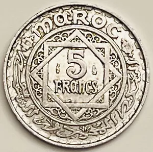 AH1370-1951 Morocco 5 Francs Y# 48 Circulated Condition - Picture 1 of 3
