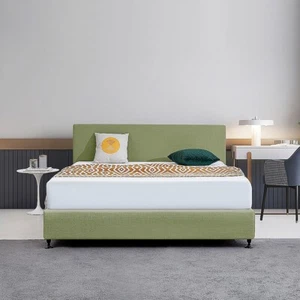 Linen Fabric King Bed Deluxe Headboard Bedhead - Olive Green - Picture 1 of 6