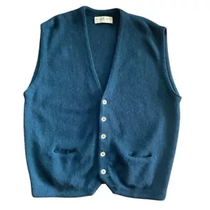 Fairway & Greene Vintage Mens Alpaca Vest Caribbean Green-Blue XL - Picture 1 of 6