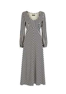 WHISTLES Misha Stripe Midi Dress Casual Preloved LS Size 12 AU WITH DEFECTS - Picture 1 of 4