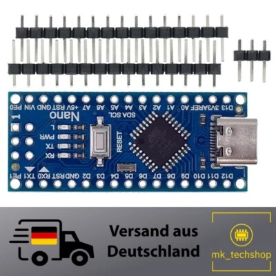 NANO 3.0 ATMEGA328P Arduino kompatibles Development Board CH340 USB Type C - Bild 1 von 2