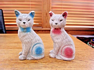 ANTIQUE CARNIVAL AMUSEMENT PARK CAT FIGURINE PRIZES-6" HIGH-SET OF 2 -HTF! - Picture 1 of 11
