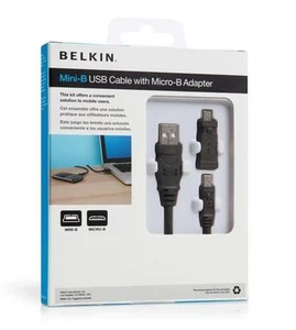 Cable USB Belkin 6' Mini B con adaptador USB Micro B para tabletas y cámara digital - Imagen 1 de 1