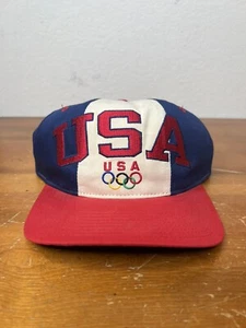 Vintage Rare 90’s USA Olympic Red Blue White hat cap snapback Starter Used - Picture 1 of 12