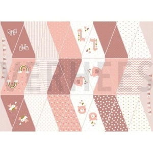 Baumwolle Digitaldruck, Popeline, Verhees Textiles, Girlande, Altrosa, 100x140cm - Bild 1 von 4