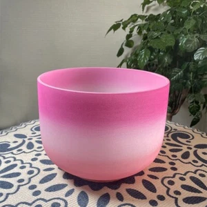 8 inch F Note Heart Chakra 432hz Candy Pink Colored Frosted Crystal Singing Bowl - Picture 1 of 6