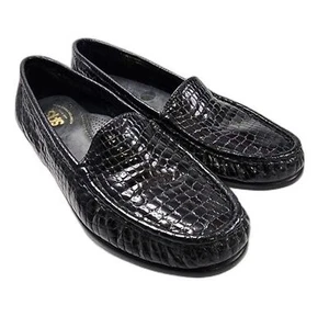 Mocasines SAS charol negro cocodrilo cuero en relieve simplificar todos los días talla 8N - Imagen 1 de 8