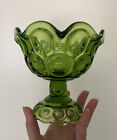 VTG LE Smith Moon and Stars Green Scalloped Open Compote Pedestal MCM Grannycore