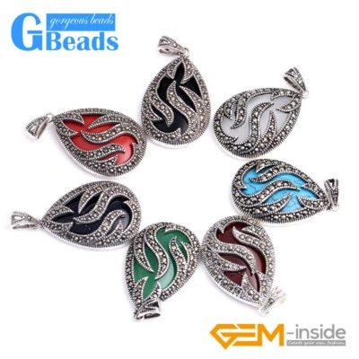 Collar Cuentas Goteo Marcasita Plata Colgante Cadena Envío Gratis 20x39mm Dije Foto 1 de 4