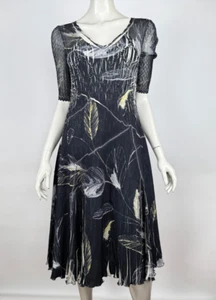 Komarov Crinkle Charmeuse Cocktailkleid Damen S $ 338 EUC 1/2-Ärmel V-Ausschnitt - Bild 1 von 14