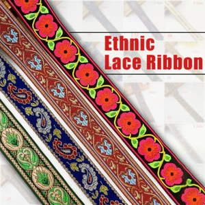7 Yards Vintage Floral Embroidered Jacquard Ribbon Trim Braid Border Trimmings - Picture 1 of 50