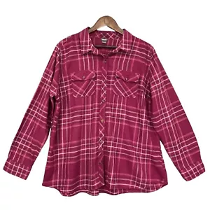 Camicia donna Eddie Bauer bottoni davanti 2XL rosa a quadri maniche lunghe tasche S56 - Foto 1 di 13