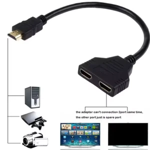 HDMI Verteiler Splitter 1 in 2 Adapter PC TV Konsole  4K Full HD Steck Buchse - Bild 1 von 6
