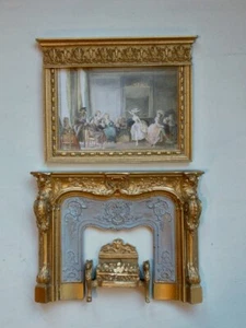 Casa de muñecas estilo ornamentado chimenea carbón fuego y juego de imágenes escala 1/12 - Imagen 1 de 1